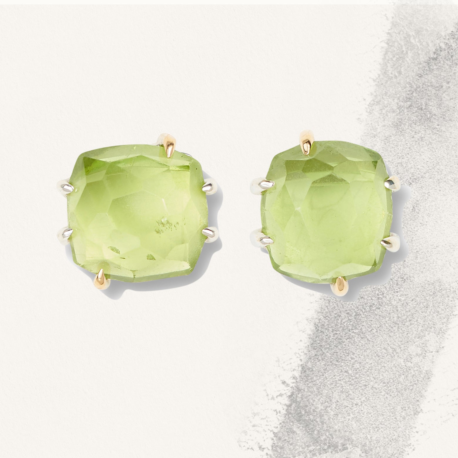 Green peridot stud earrings