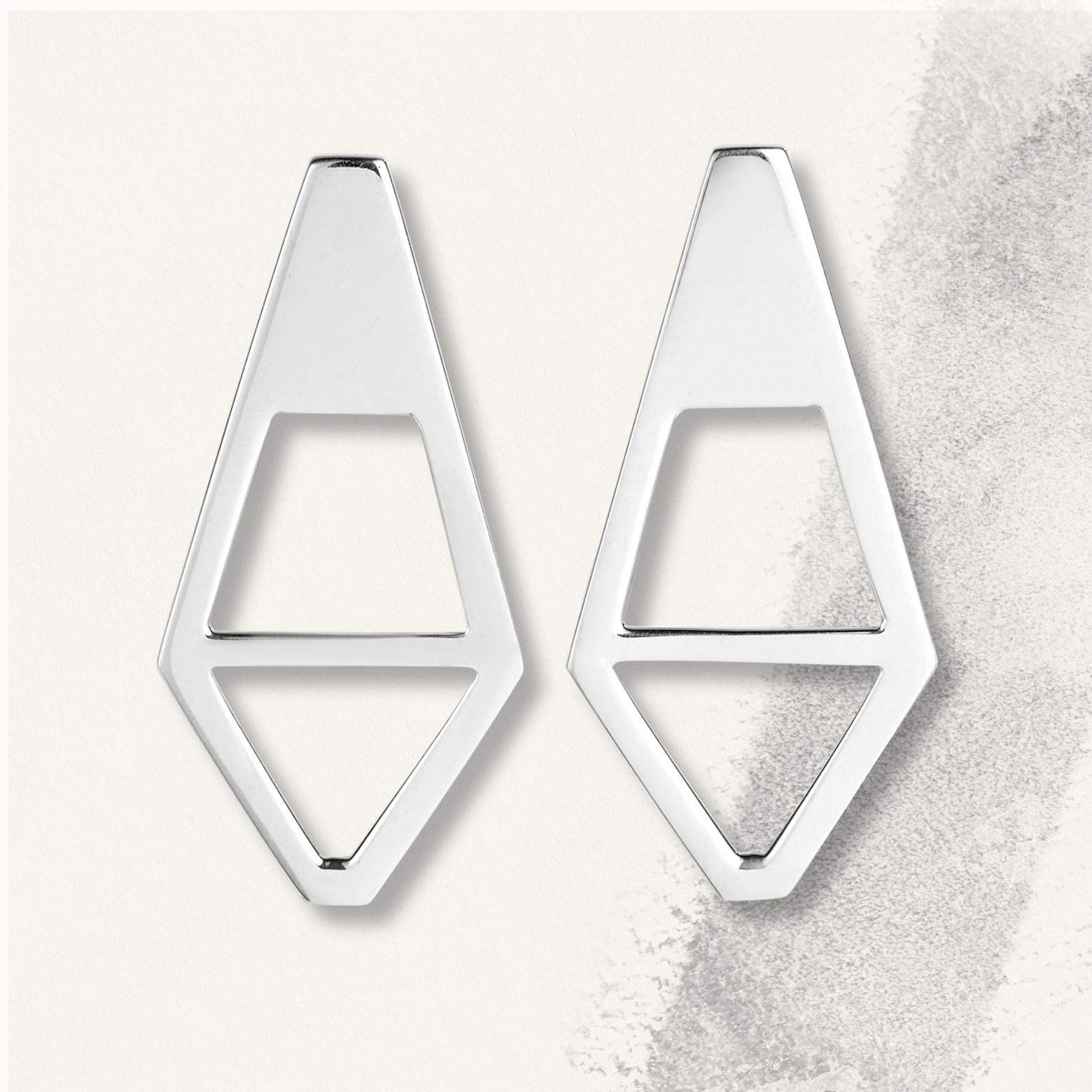 Sterling silver earrings with geometric cutouts