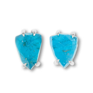 Neon blue apatite stud earrings