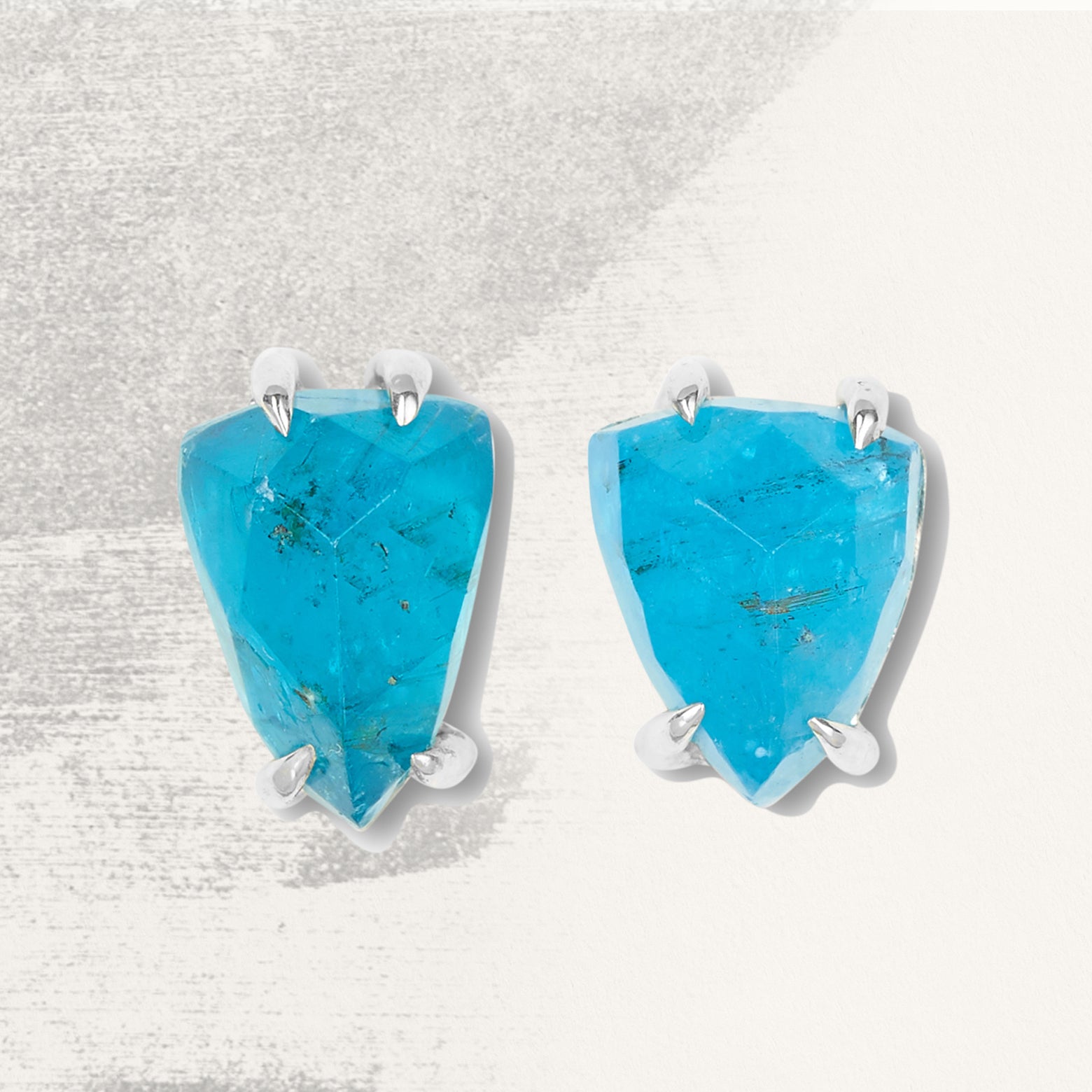 Neon blue apatite stud earrings